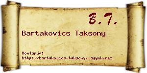 Bartakovics Taksony névjegykártya